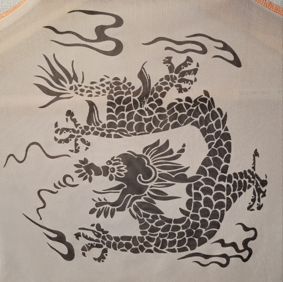 Oriental Dragon Turtle Neck Shirt Sheer & unique Ready for a day out or a party. - Picture 3 of 9